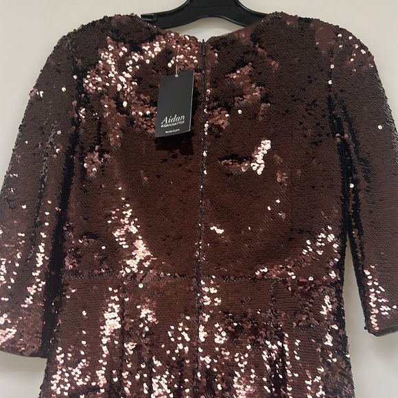 Aidan by Aidan Mattox 3/4 sleeves sequins with side slit long gown - Picture 8 of 9